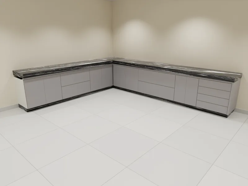 Desenho 3D: Inferior de bancada em L