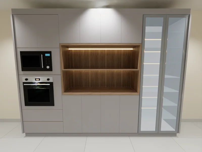 Desenho 3D: Multiuso vertical com forno e micro-ondas