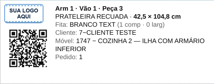 Etiqueta com QR: tela real do COE Soluções