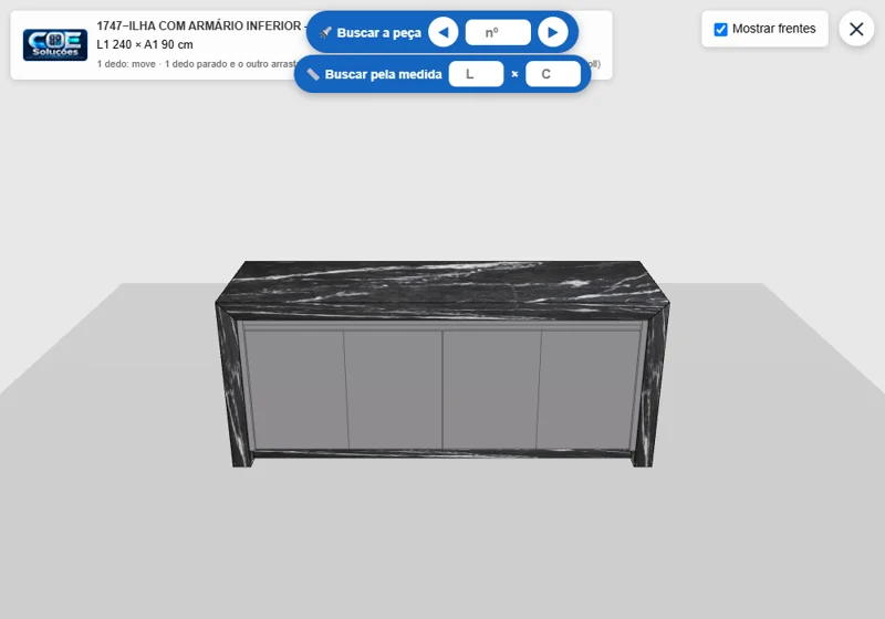 Desenho 3D: tela real do COE Soluções