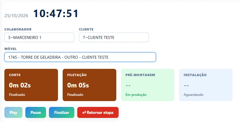 Produção: tela real do COE Soluções